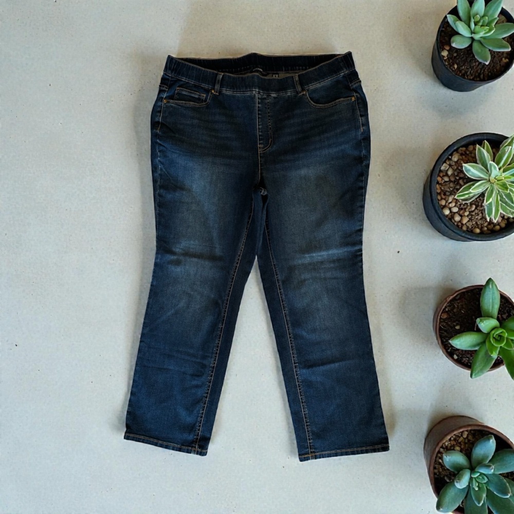 👖✨ Isaac Mizrahi Dark Blue Pull-On Jeans | Size 18WP | Comfort Stretch Denim